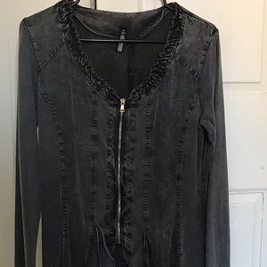 INIZIO Black Denim 60’s Hippie Rocker Dress Sz M